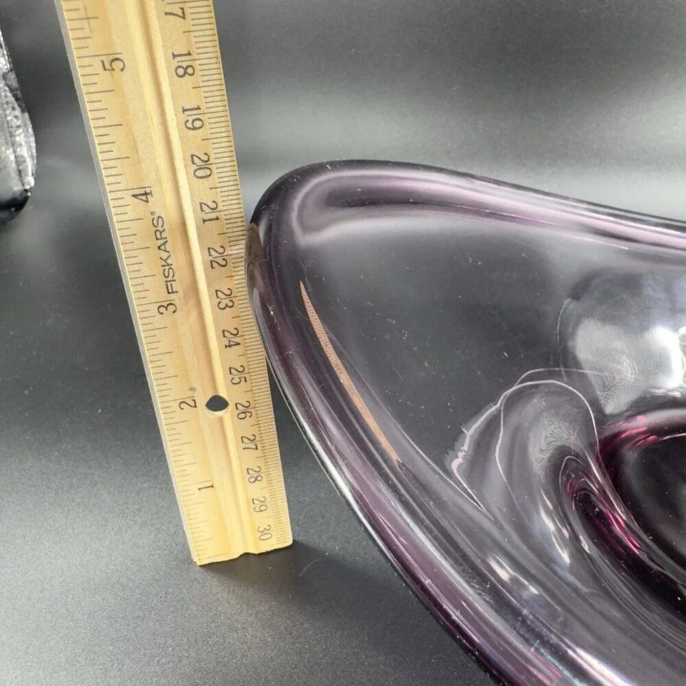 Lotta Peterson for IKEA Transparent Purple Mouth Blown Freeform Glass‎ Bowl Dish